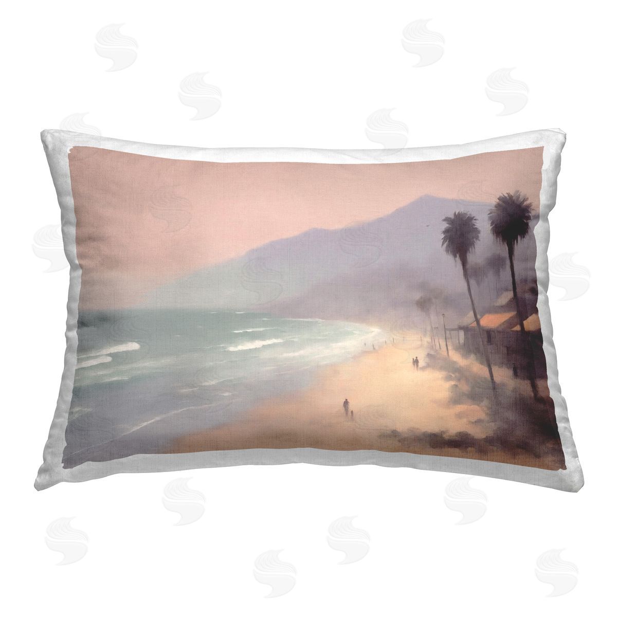 Noah Bay Tropical Shore Walk Printed Plush Polyester Throw Pillow