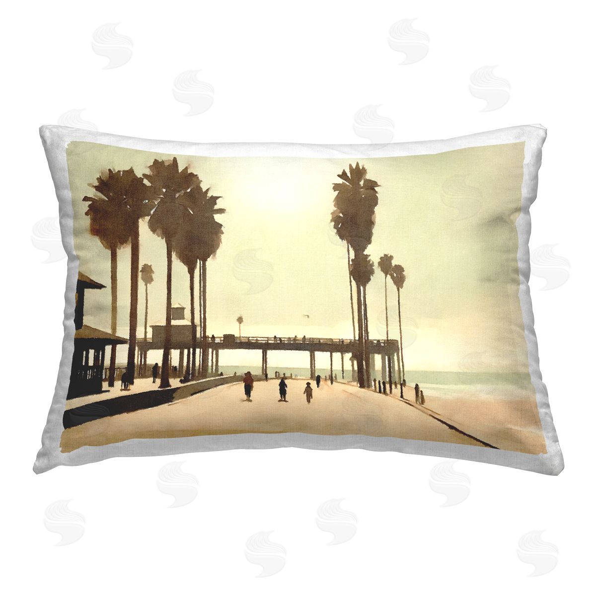 Noah Bay Looming Palms Beach Printed Plush Polyester Throw Pillow