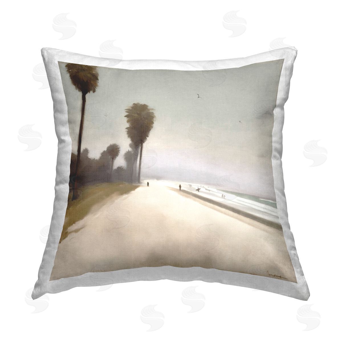Noah Bay Peaceful Beach Travel Van Printed Plush Polyester Throw Pillow