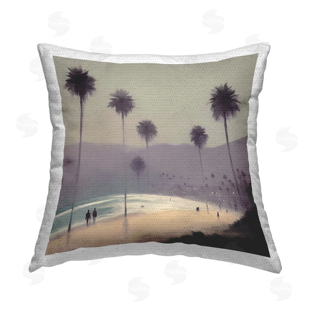 Noah Bay Tranquil Beach Day Outdoor Quick-Dry Polyester Printed Throw Pillow