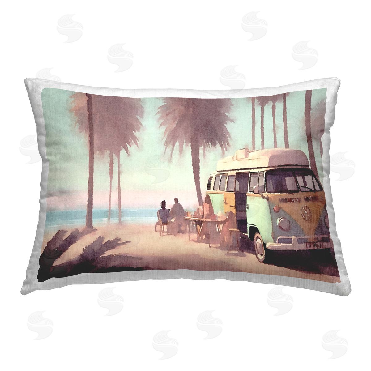 Noah Bay Evening Beach Bar Printed Plush Polyester Throw Pillow