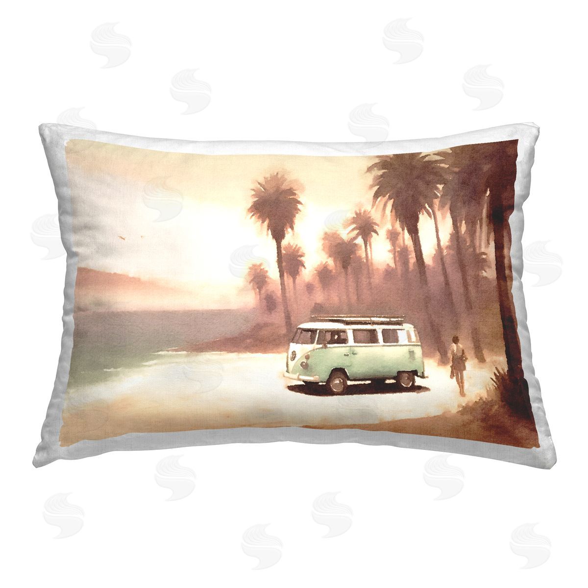 Noah Bay Sunrise At The Pier Printed Plush Polyester Throw Pillow