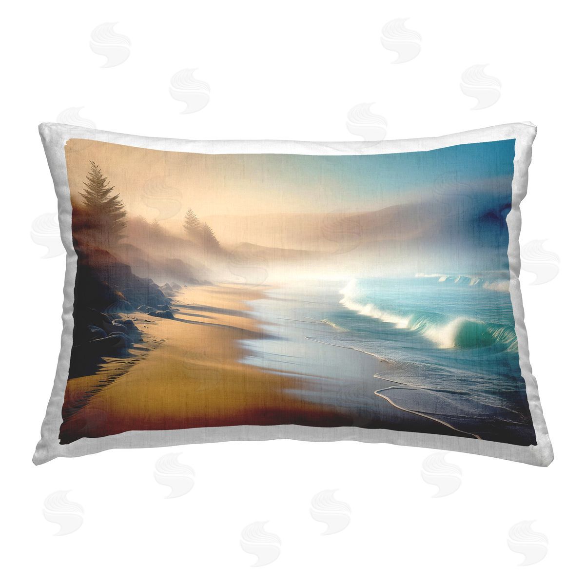 Noah Bay Smooth Beach Tide Printed Plush Polyester Throw Pillow
