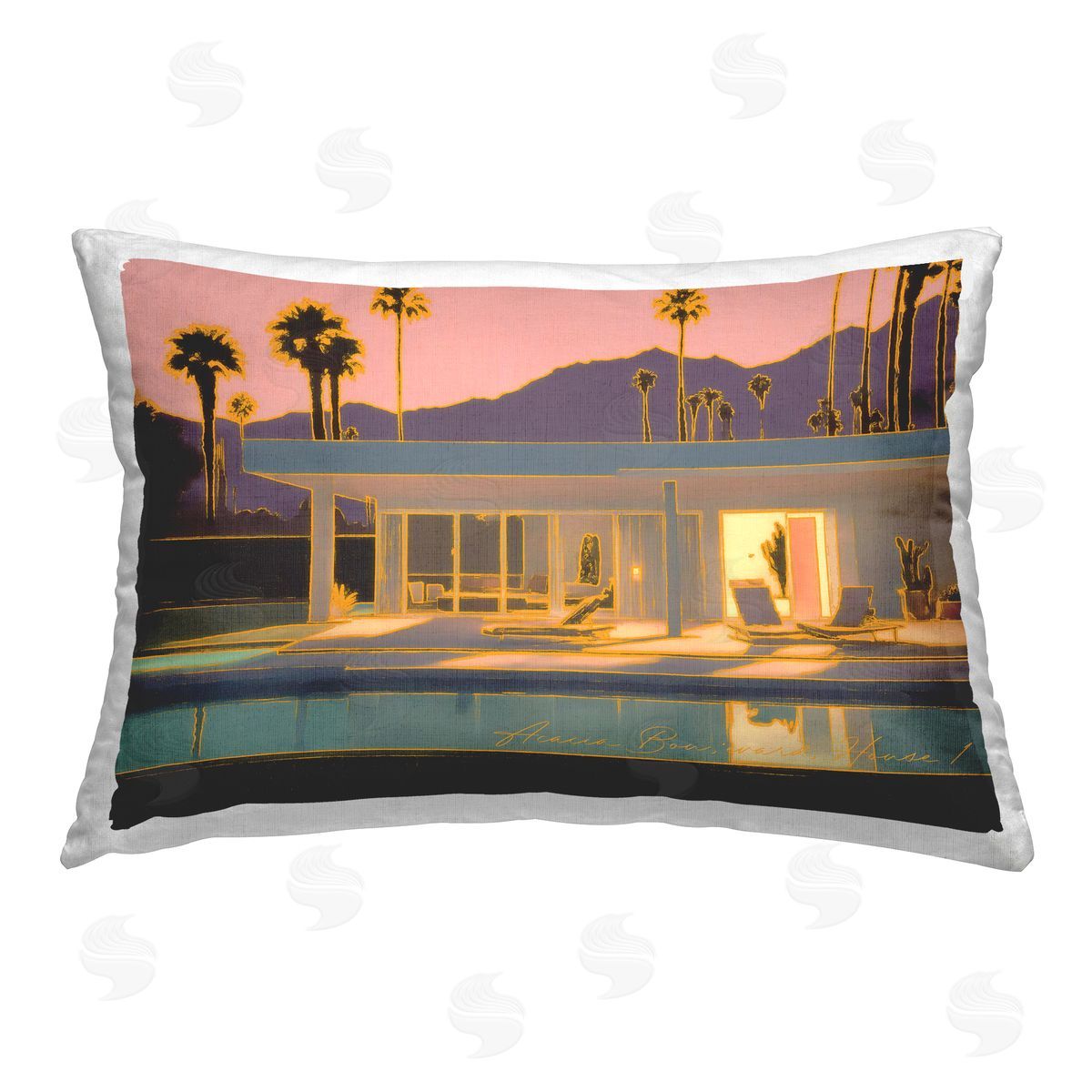 Noah Bay Sunset Glow Summer Pool Printed Plush Polyester Throw Pillow