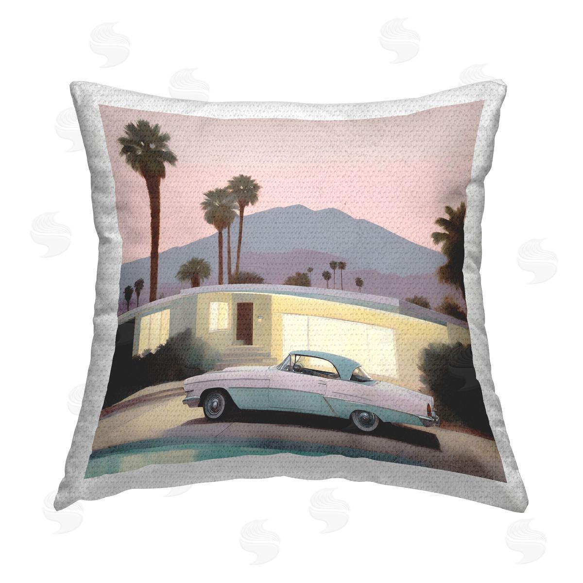 Noah Bay Poolside Classic Car Outdoor Quick-Dry Polyester Printed Throw Pillow