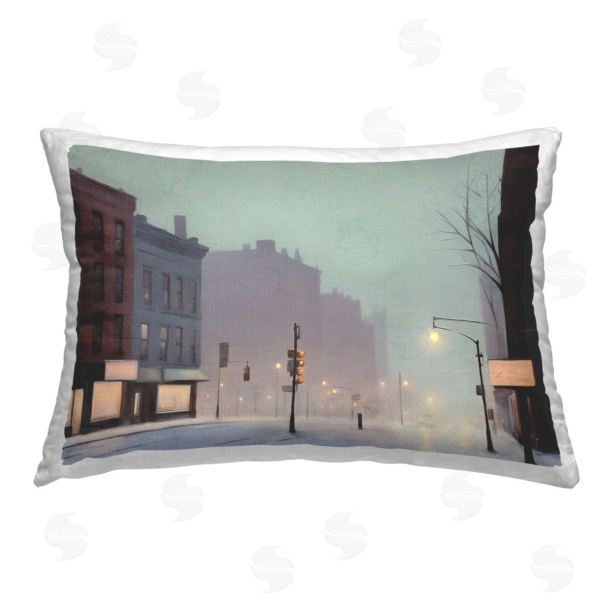 Noah Bay Foggy City Street Printed Plush Polyester Throw Pillow