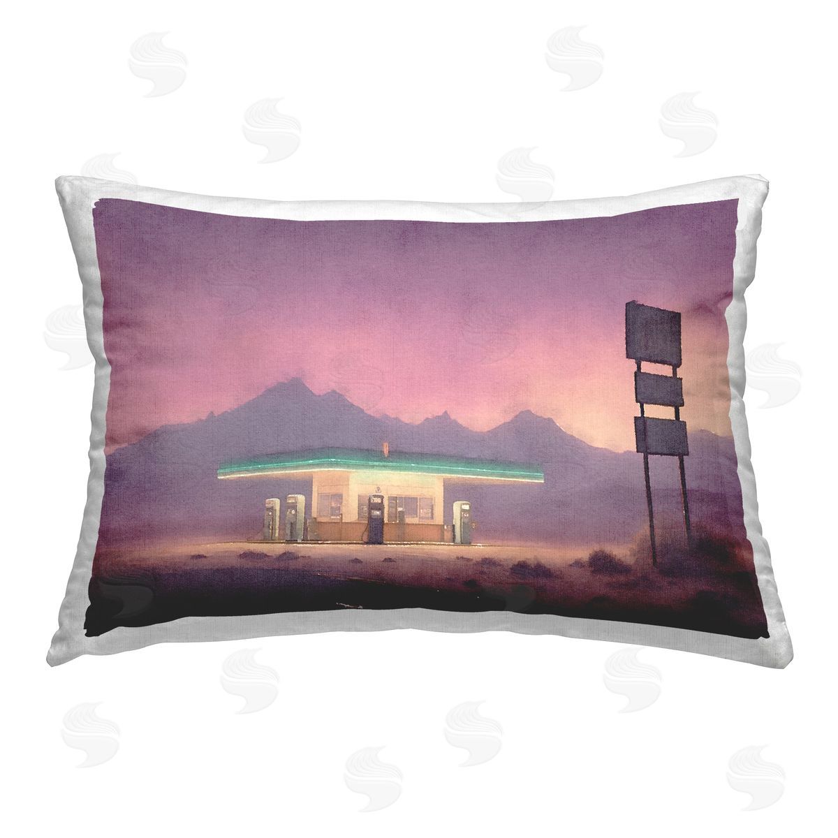 Noah Bay Desert Gas Station Printed Plush Polyester Throw Pillow