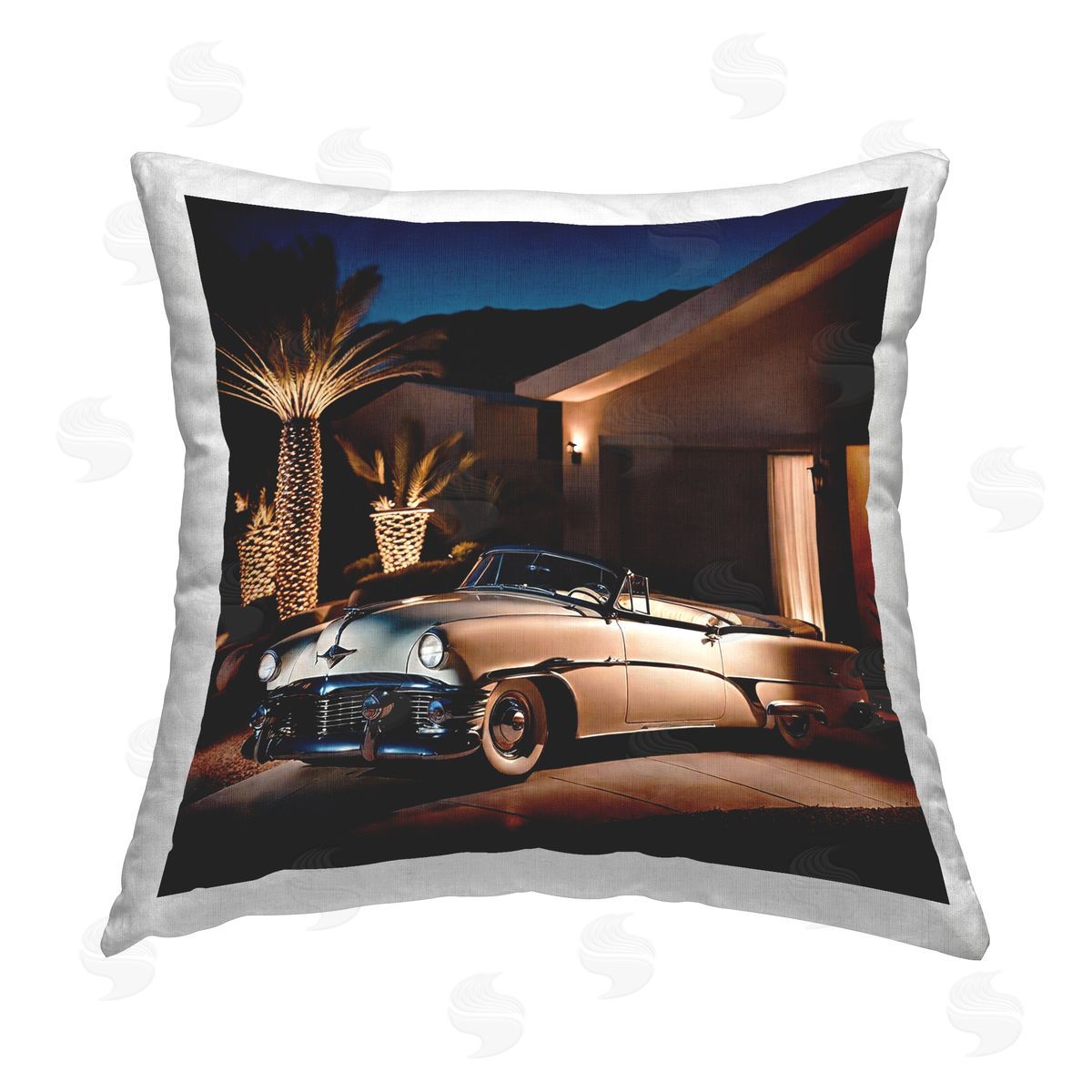 Noah Bay Miami Wheels Classic Car Printed Plush Polyester Throw Pillow