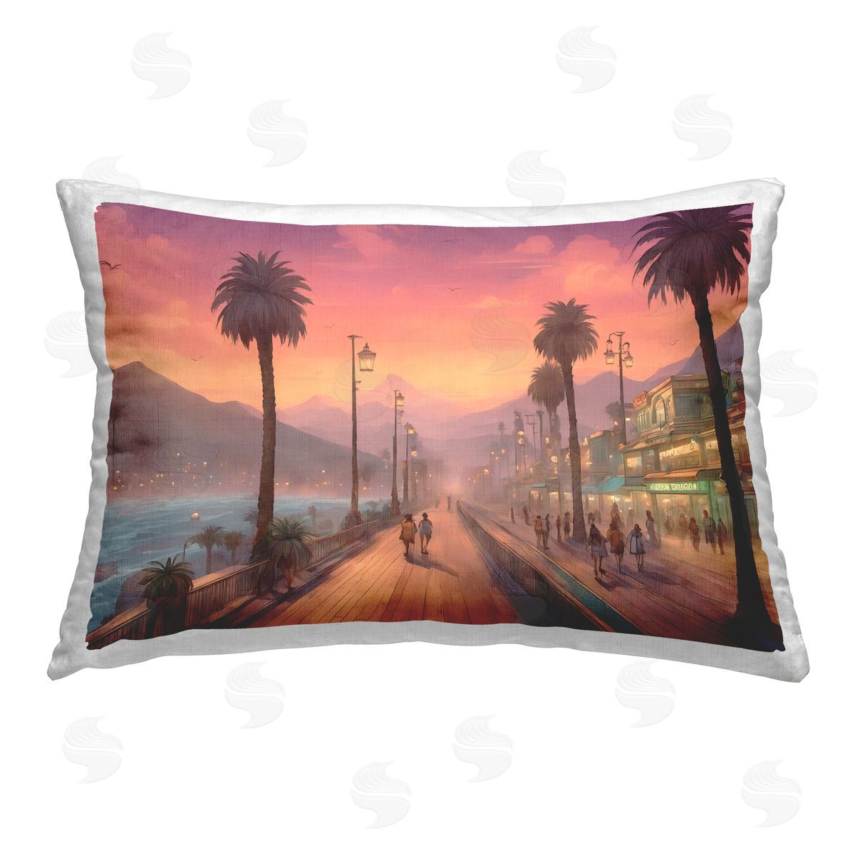 Noah Bay Busy Tropical Boardwalk Printed Plush Polyester Throw Pillow