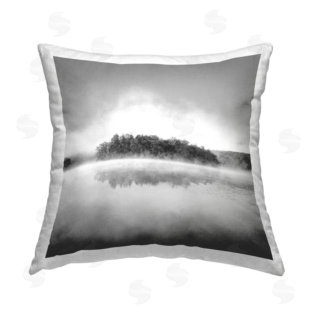 Chip Forelli Lake with Distant Island Printed Plush Polyester Throw Pillow