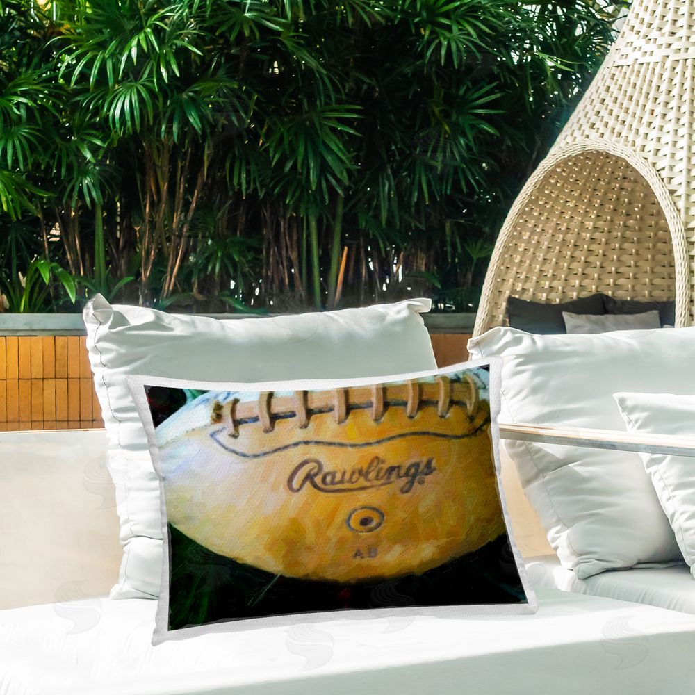 Graffitee Studios Painterly Team Football Outdoor Quick-Dry Polyester Printed Throw Pillow in Back Yard