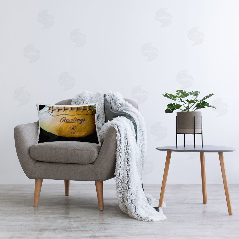 Graffitee Studios Painterly Team Football Printed Plush Polyester Throw Pillow On Chair