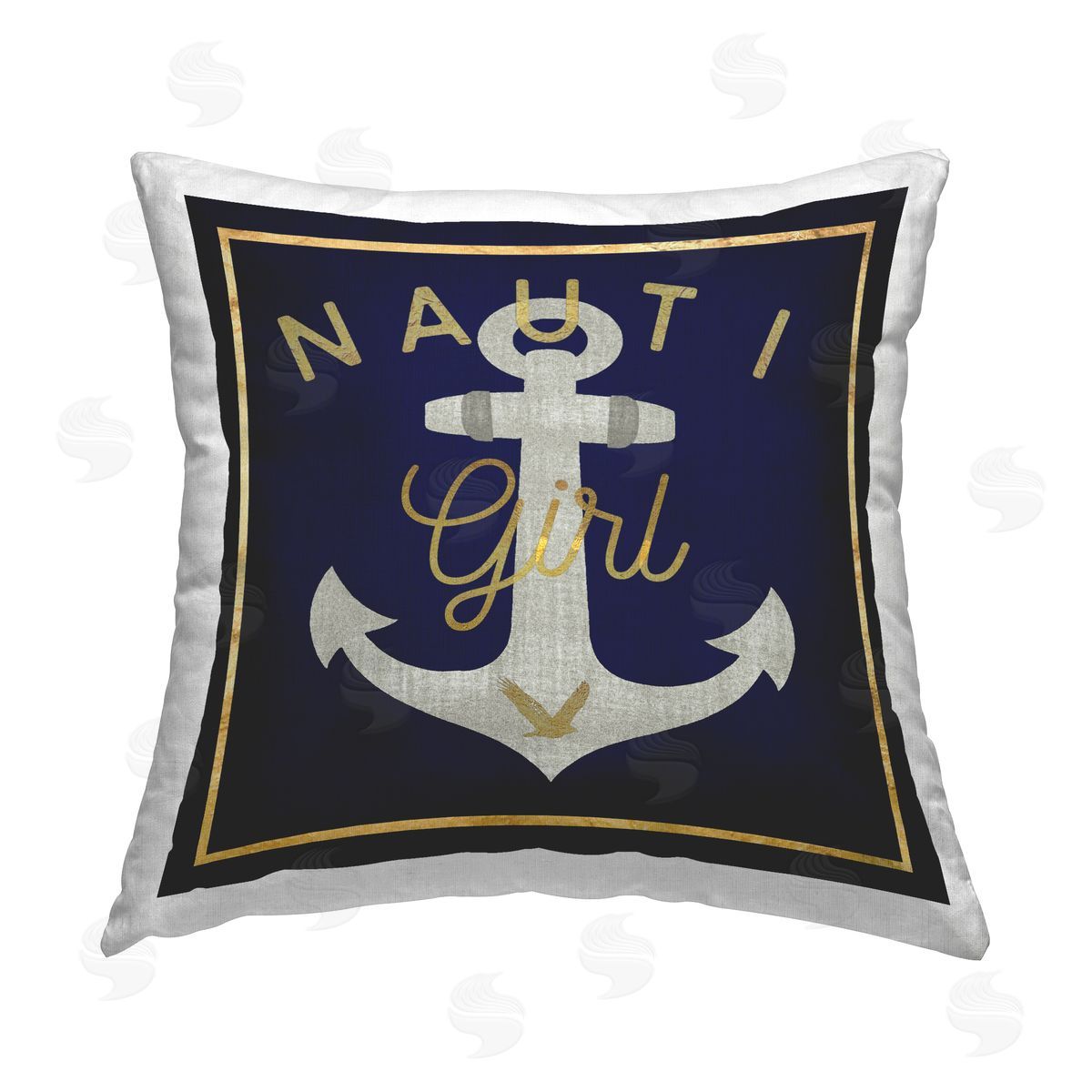Nauti Girl with Anchor Decorative Printed Pillow, Home Decor by Graffitee Studios