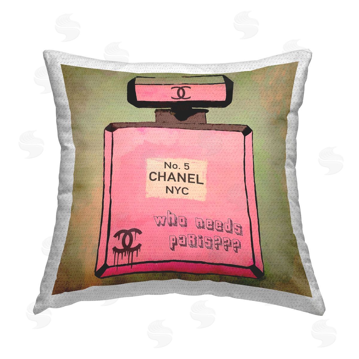 Graffitee Studios Who Needs Paris Glam Perfume Outdoor Quick-Dry Polyester Printed Throw Pillow