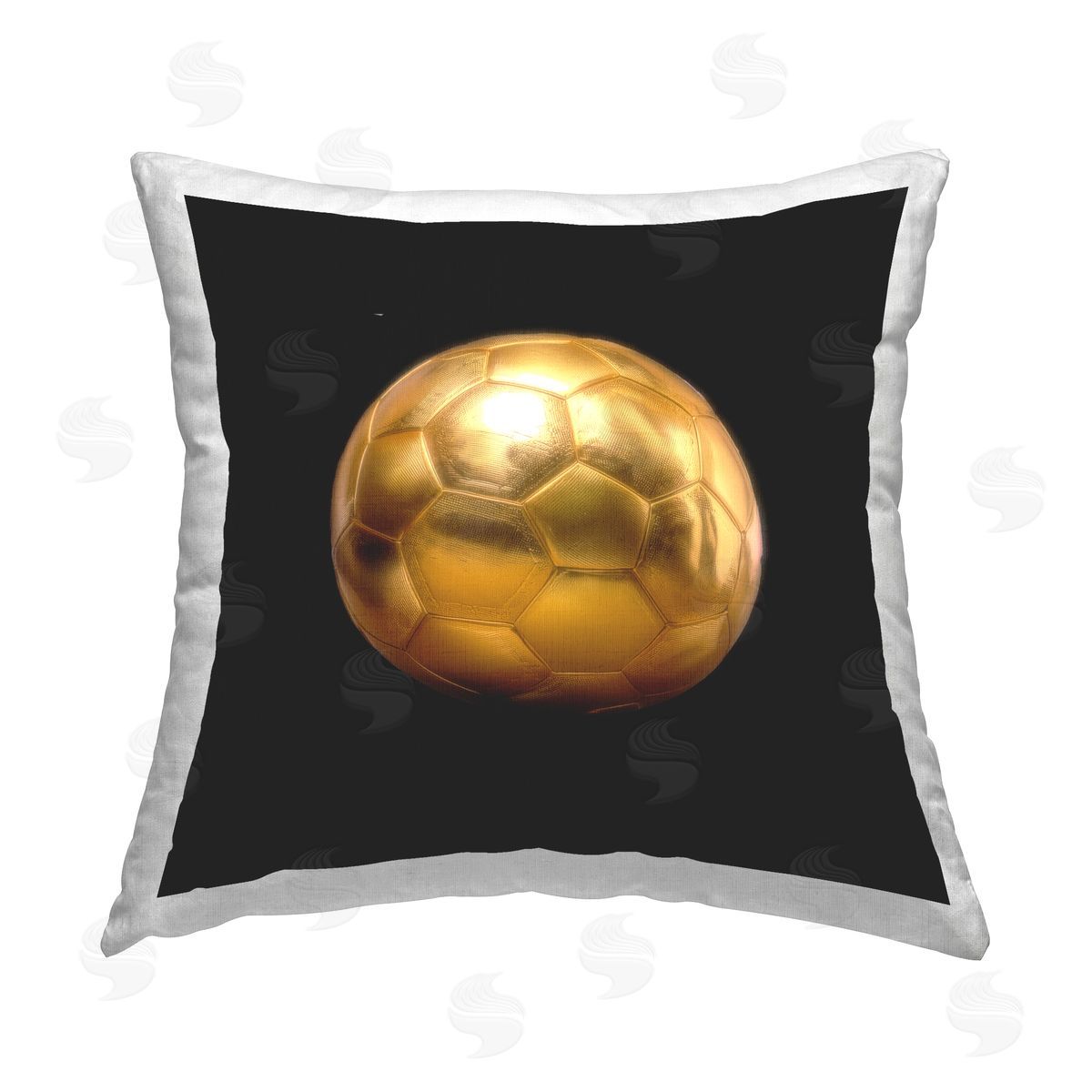 Graffitee Studios Gold Designer Soccer Ball Printed Plush Polyester Throw Pillow