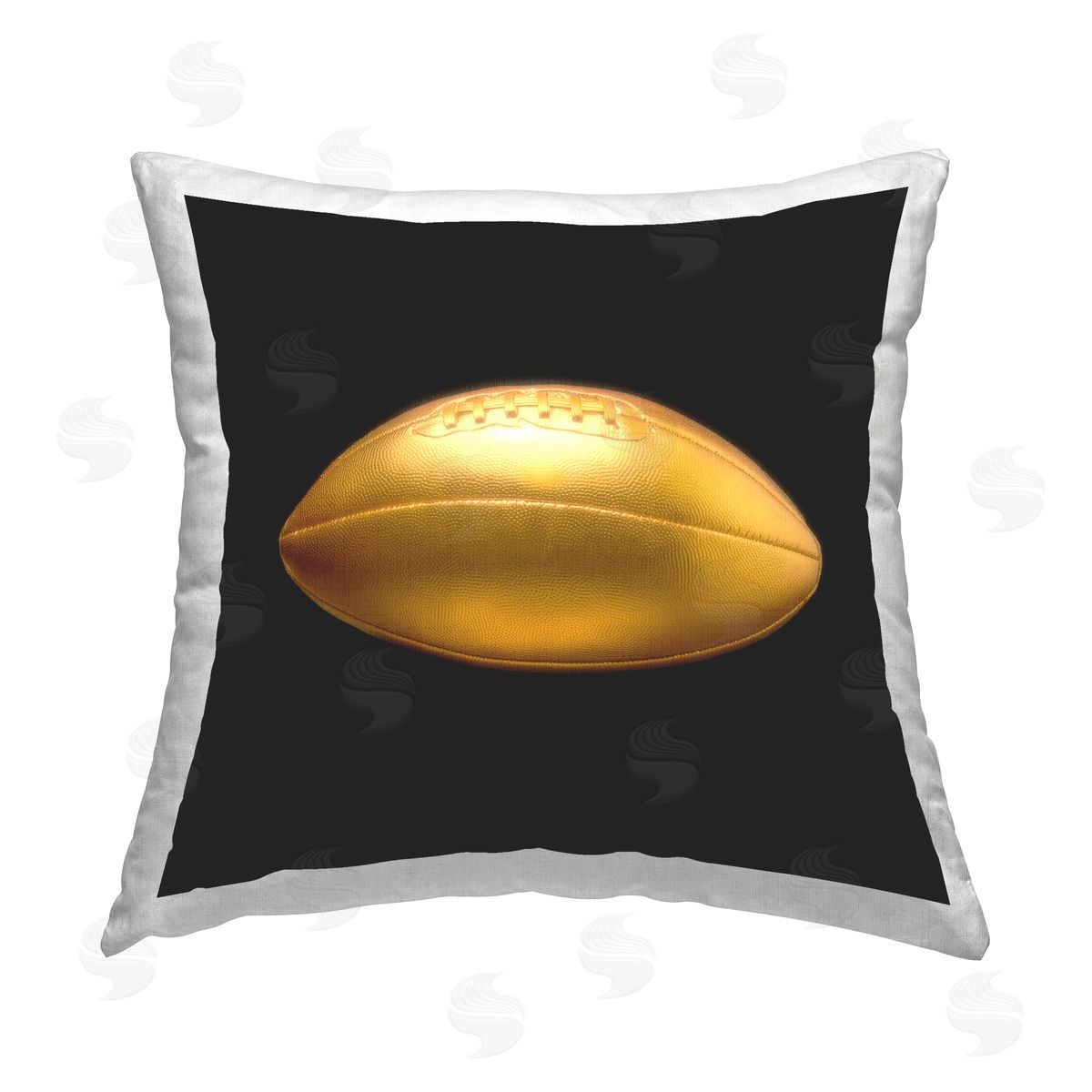 Graffitee Studios Gold Designer Football Printed Plush Polyester Throw Pillow