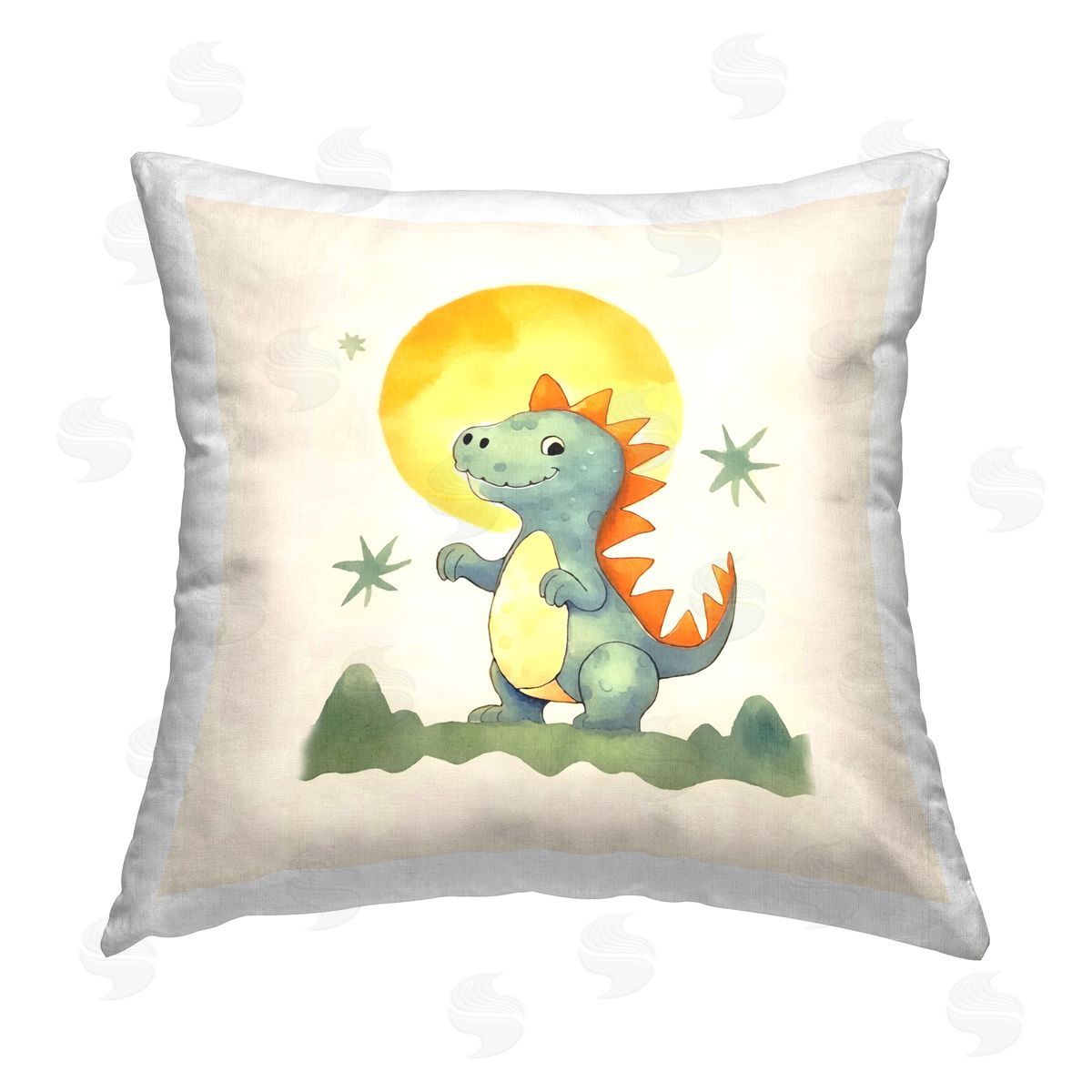 Andrea Haase Dino Under Moonlight Printed Plush Polyester Throw Pillow