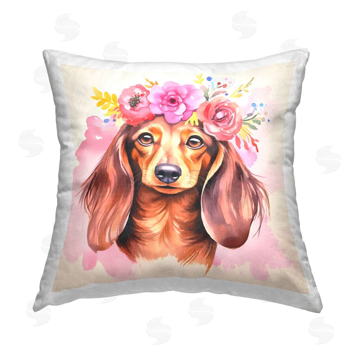 Andrea Haase Boho Wiener Dog Dachshund Printed Plush Polyester Throw Pillow