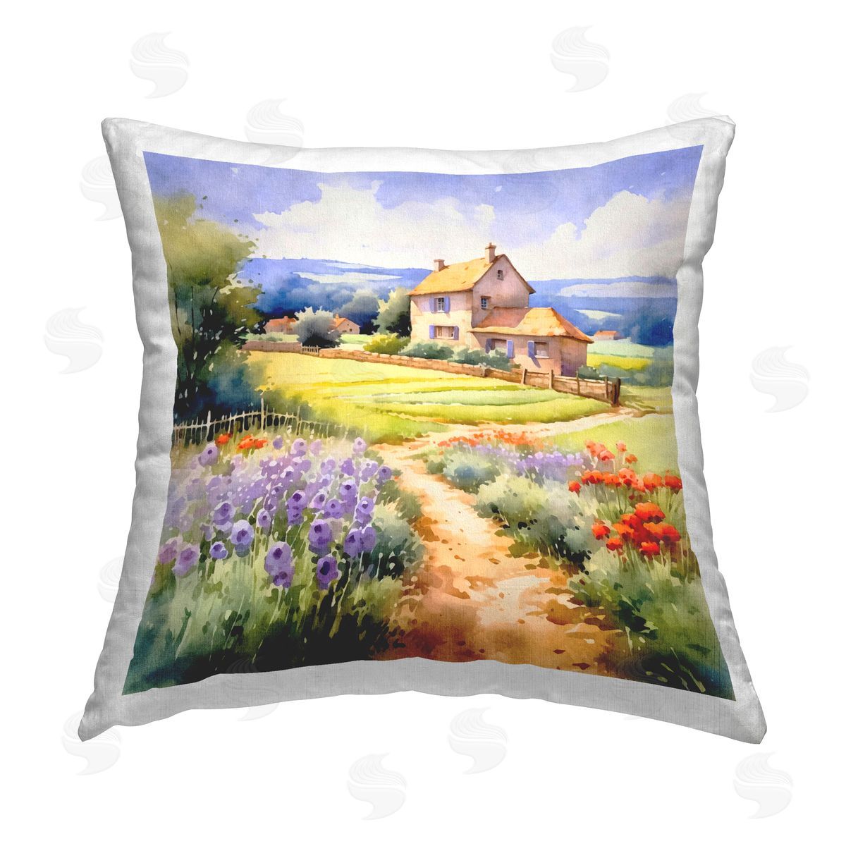 Andrea Haase Summer Lavender Farm Printed Plush Polyester Throw Pillow