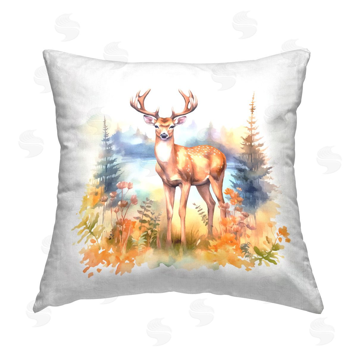 Andrea Haase Wild Deer in Forest Printed Plush Polyester Throw Pillow
