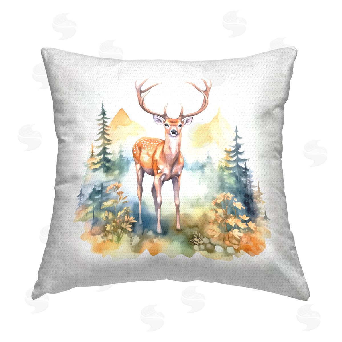 Andrea Haase Wild Deer with Mountains Outdoor Quick-Dry Polyester Printed Throw Pillow