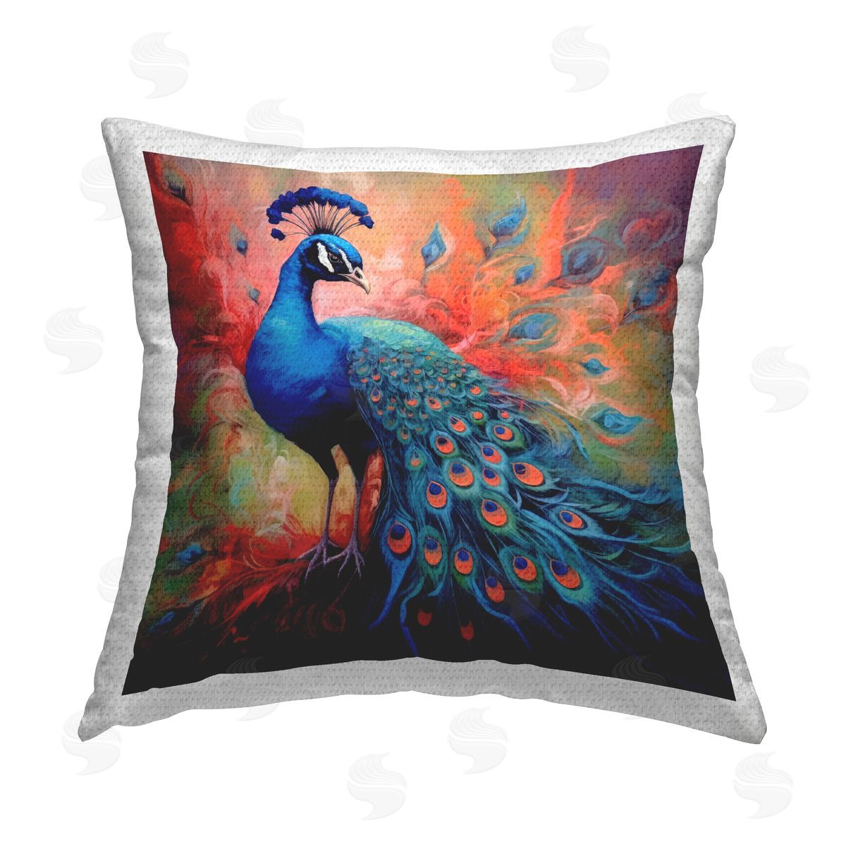 Lazar Studio Feathered Fantasy Peacock Outdoor Quick-Dry Polyester Printed Throw Pillow