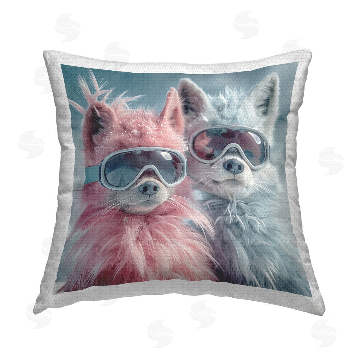Lazar Studio Foxes in Winter Goggles Outdoor Quick-Dry Polyester Printed Throw Pillow