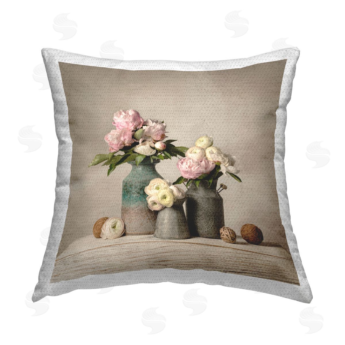 Leah McLean Three Spring Blooms Outdoor Quick-Dry Polyester Printed Throw Pillow