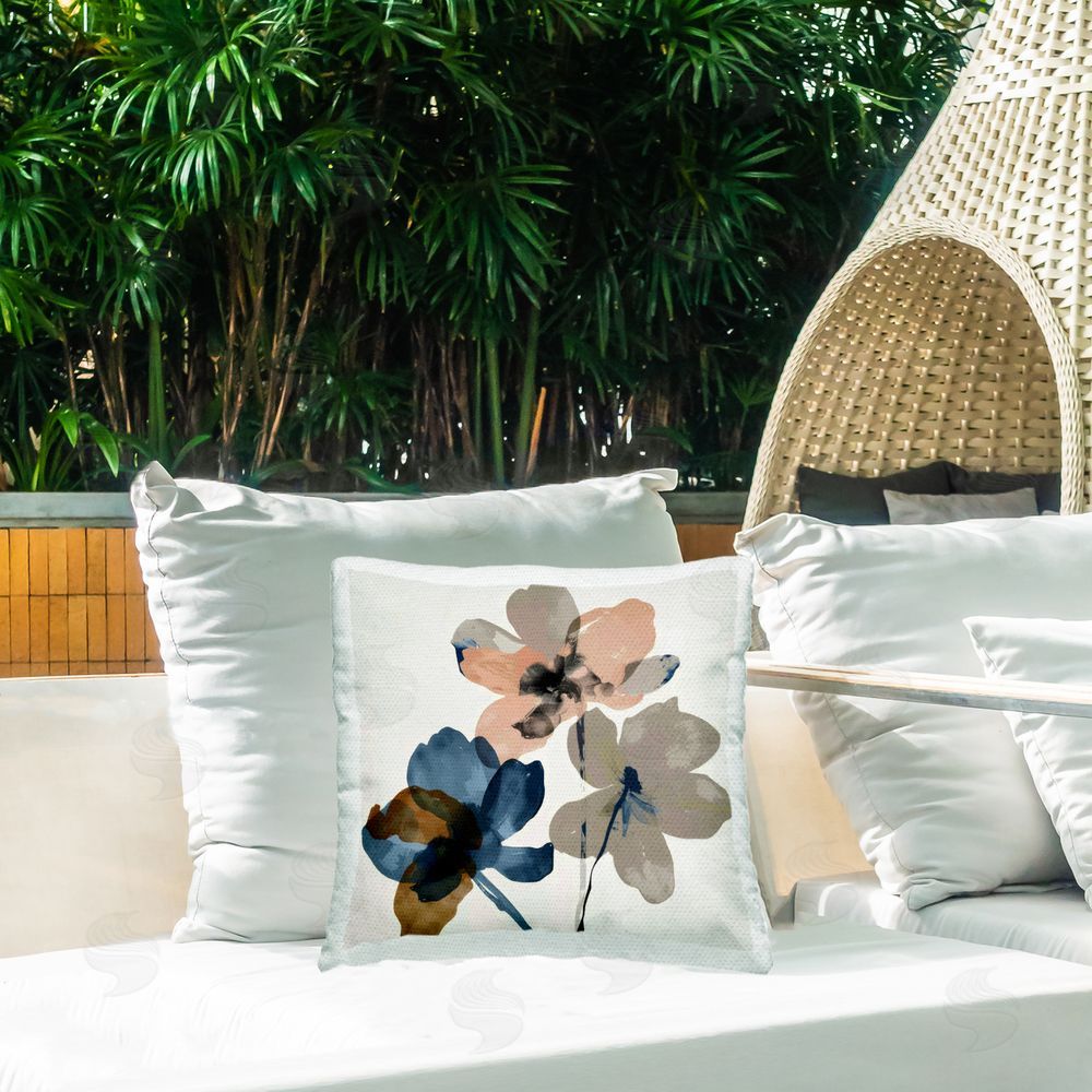 Irena Orlov Earthen Flower Petals Outdoor Quick-Dry Polyester Printed Throw Pillow in Back Yard