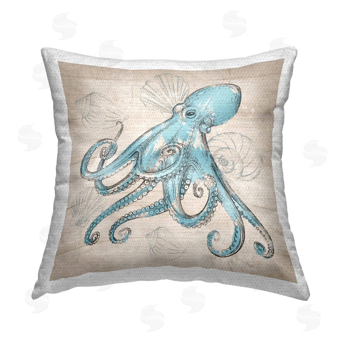 Conrad Knutsen Vintage Drawn Octopus Outdoor Quick-Dry Polyester Printed Throw Pillow