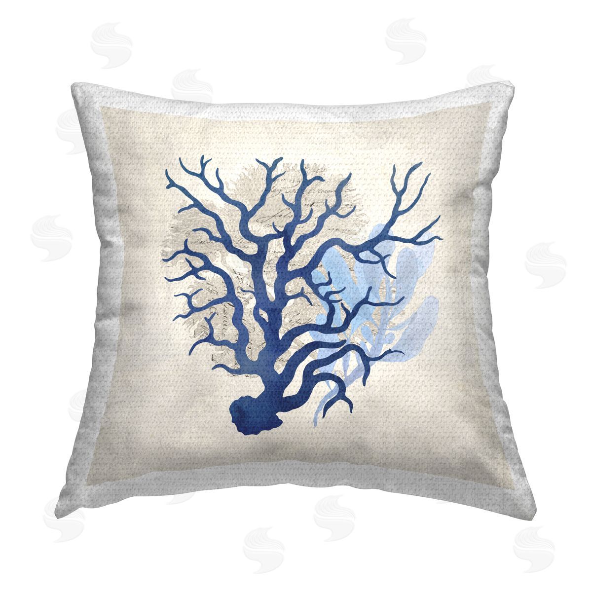Susan Arnot Blue Coral Branches Outdoor Quick-Dry Polyester Printed Throw Pillow
