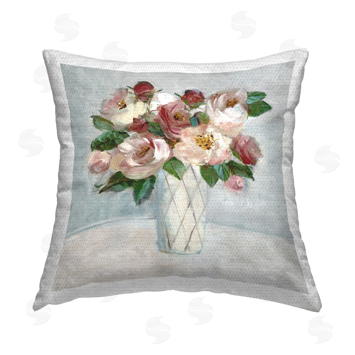 Sally Swatland Romantic Pink & Red Bouquet Outdoor Quick-Dry Polyester Printed Throw Pillow