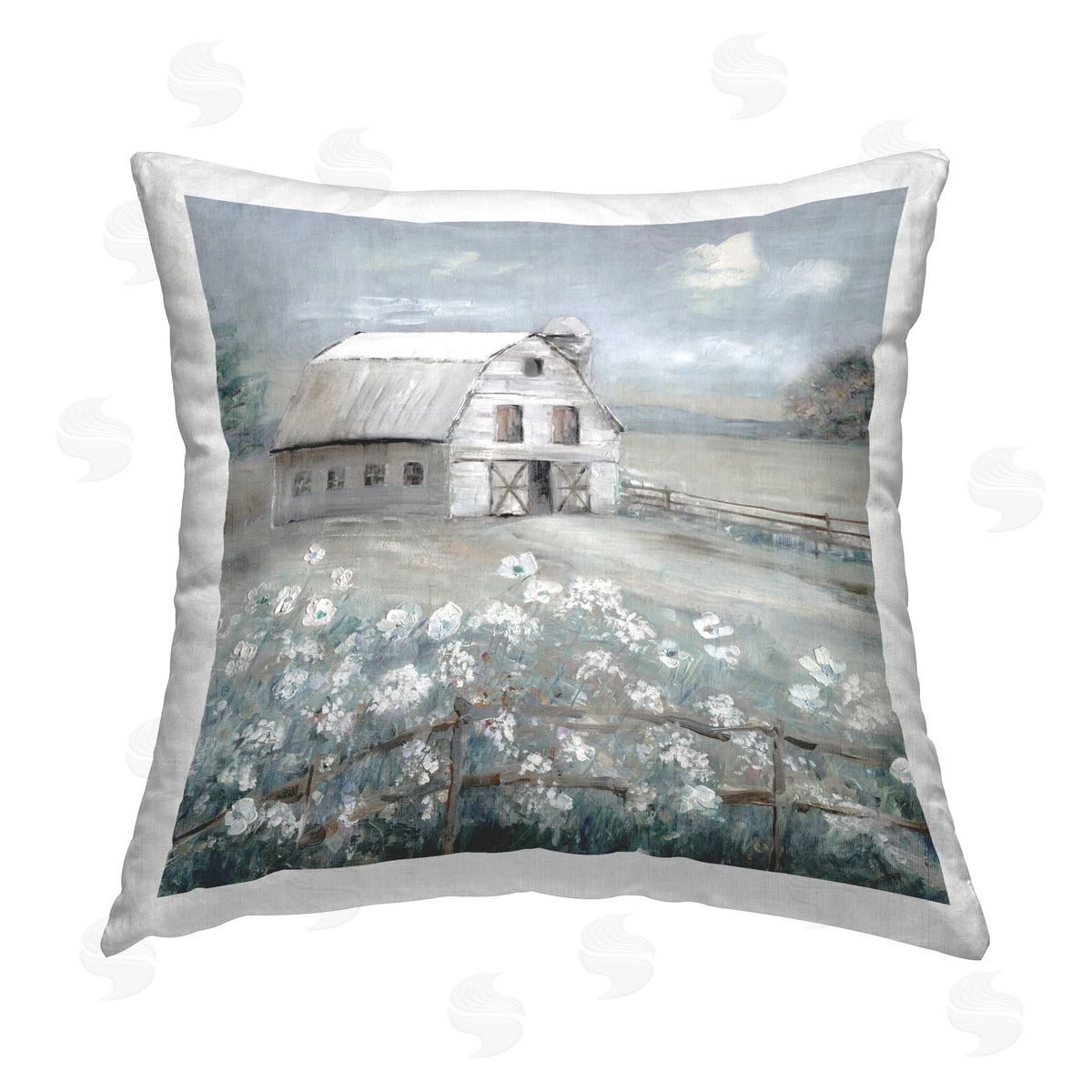 Sally Swatland Traditional Barn & Meadow Printed Plush Polyester Throw Pillow