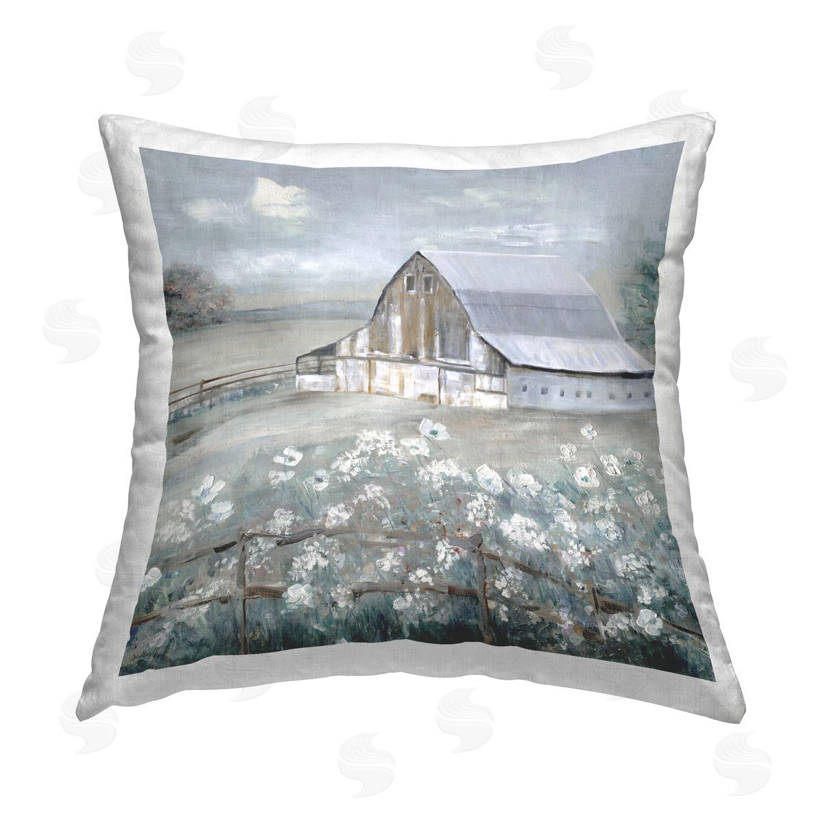 Sally Swatland Blooming Farmhouse Meadow Printed Plush Polyester Throw Pillow