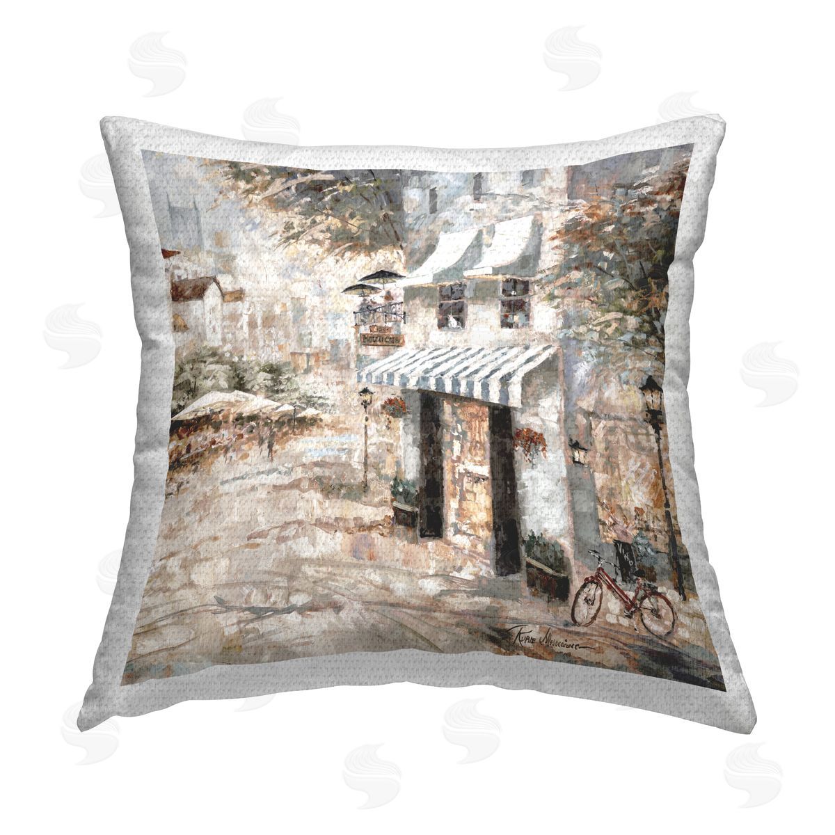 Ruane Manning City Bistro Shopfront Outdoor Quick-Dry Polyester Printed Throw Pillow