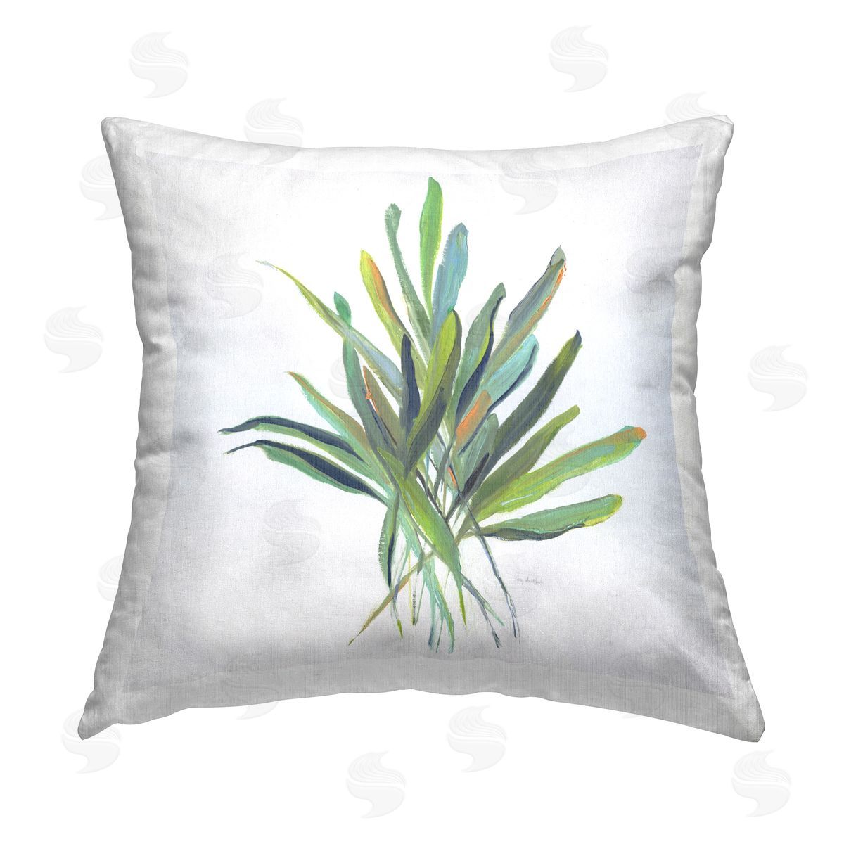 Sally Swatland Plant Leaf Sprigs Printed Plush Polyester Throw Pillow