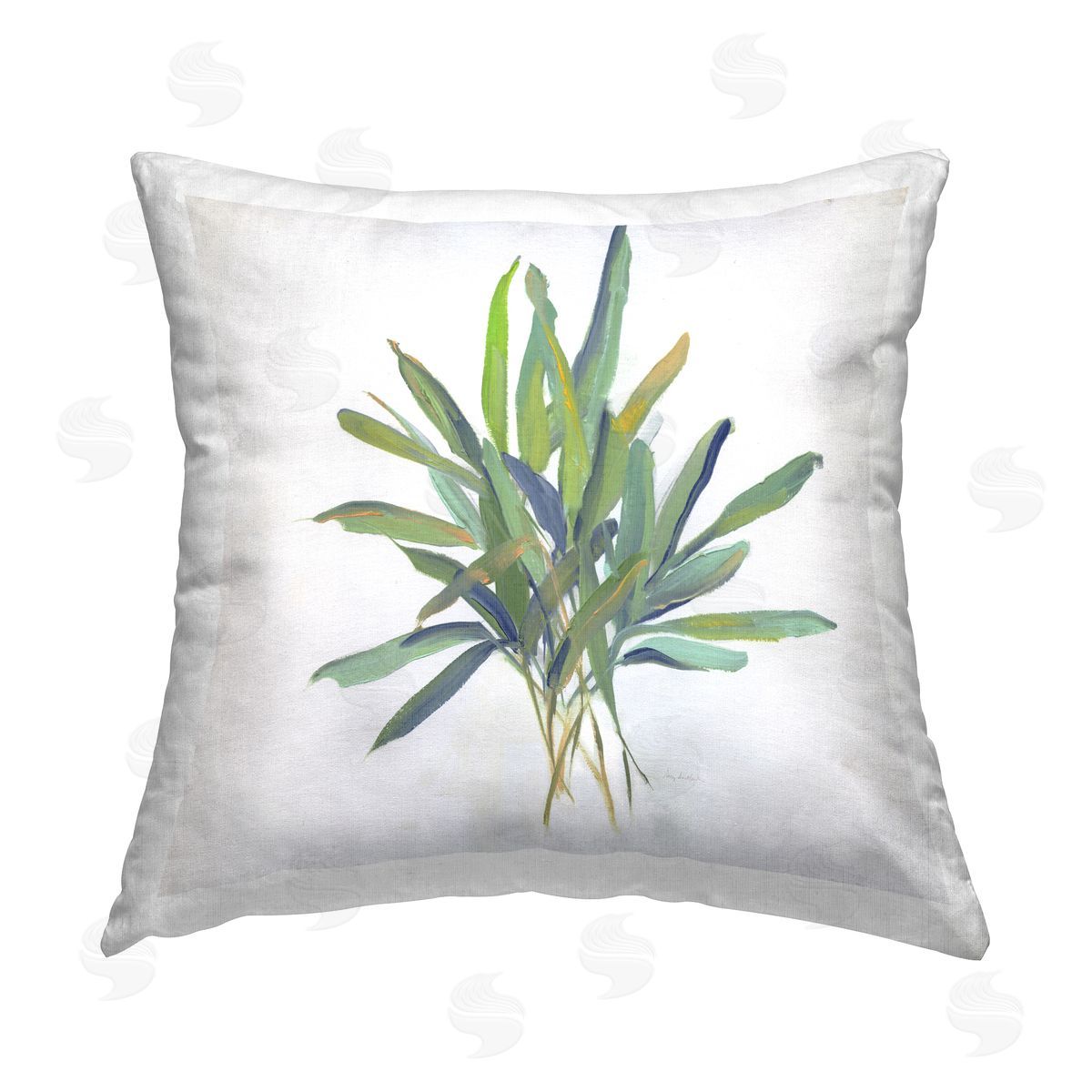 Sally Swatland Layered Leaf Sprigs Printed Plush Polyester Throw Pillow