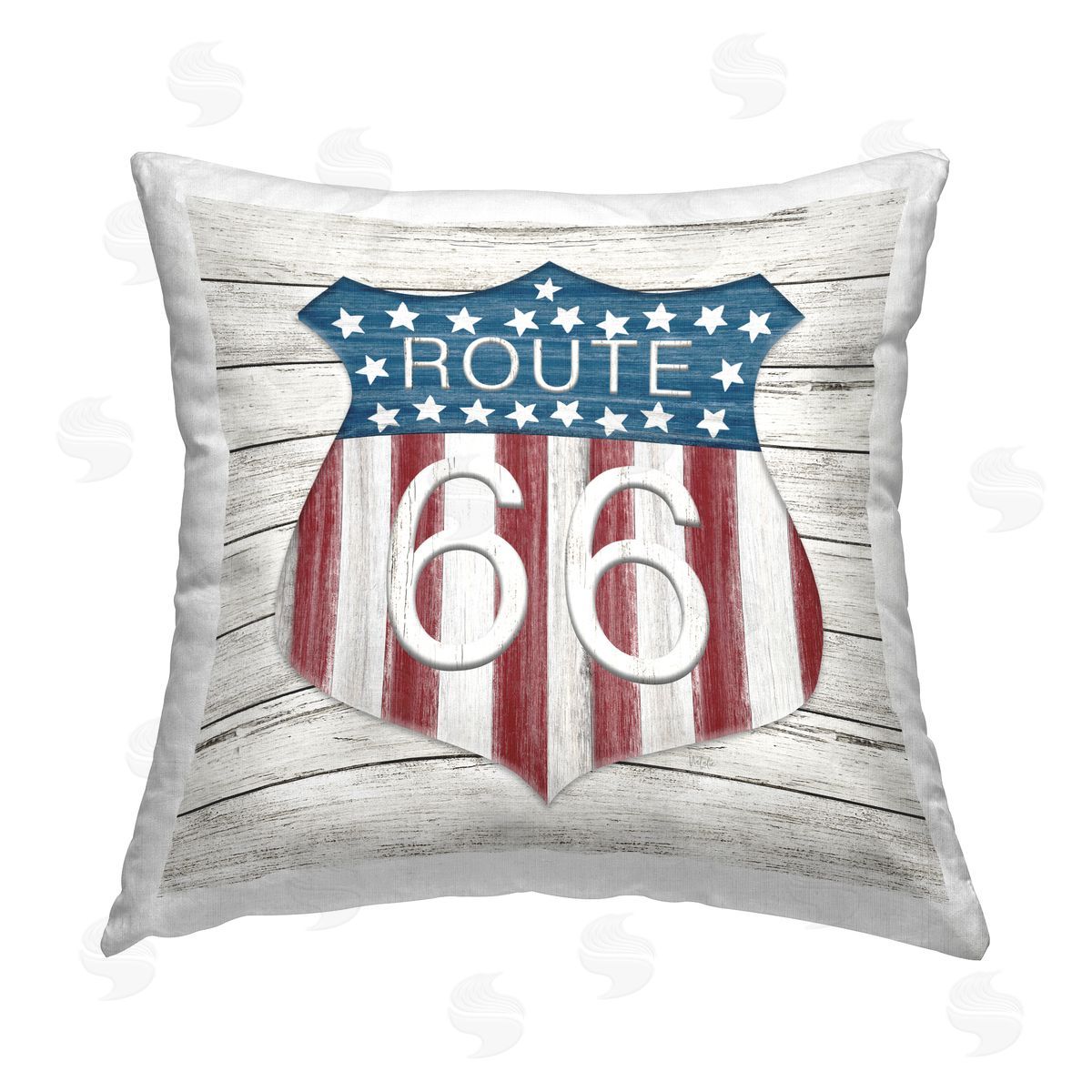 Natalie Carpentieri Rustic Route 66 Printed Plush Polyester Throw Pillow