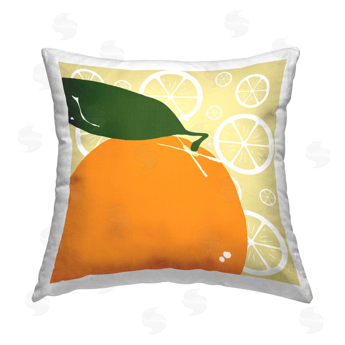Daniela Santiago Bright Orange Fruit Printed Plush Polyester Throw Pillow