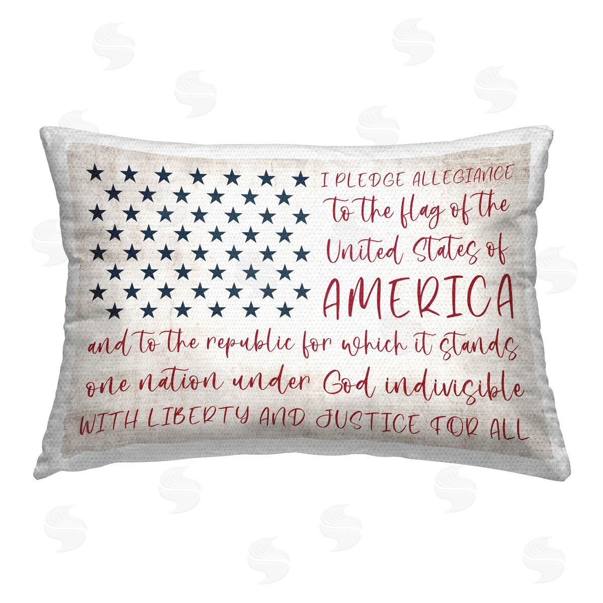 Natalie Carpentieri Patriotic Pledge of Allegience Outdoor Quick-Dry Polyester Printed Throw Pillow