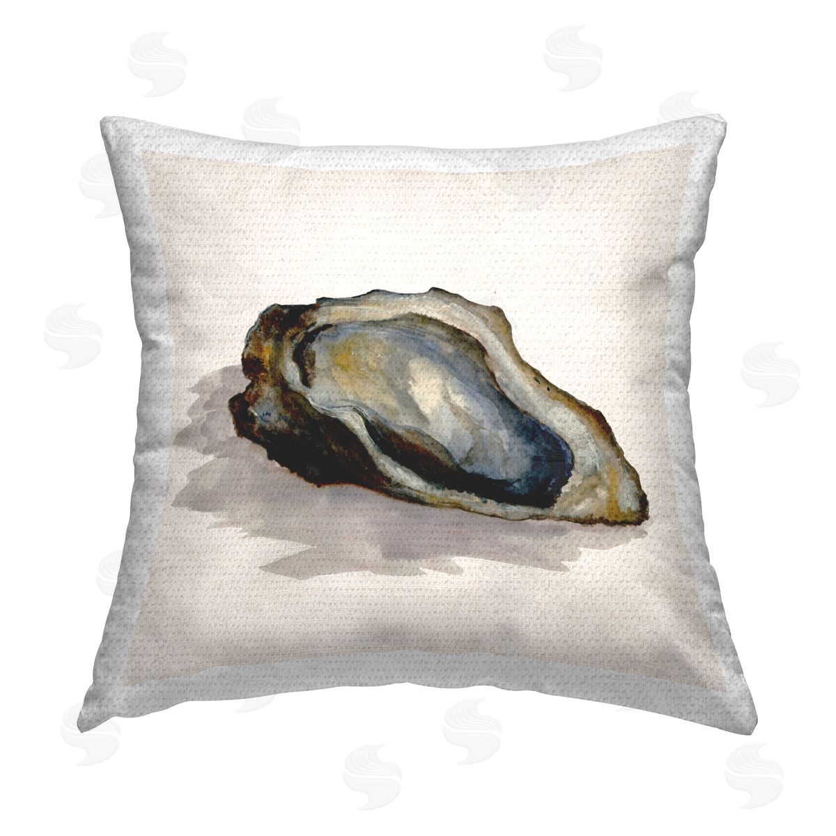 Jacob Q Oyster Shell on Beige Outdoor Quick-Dry Polyester Printed Throw Pillow