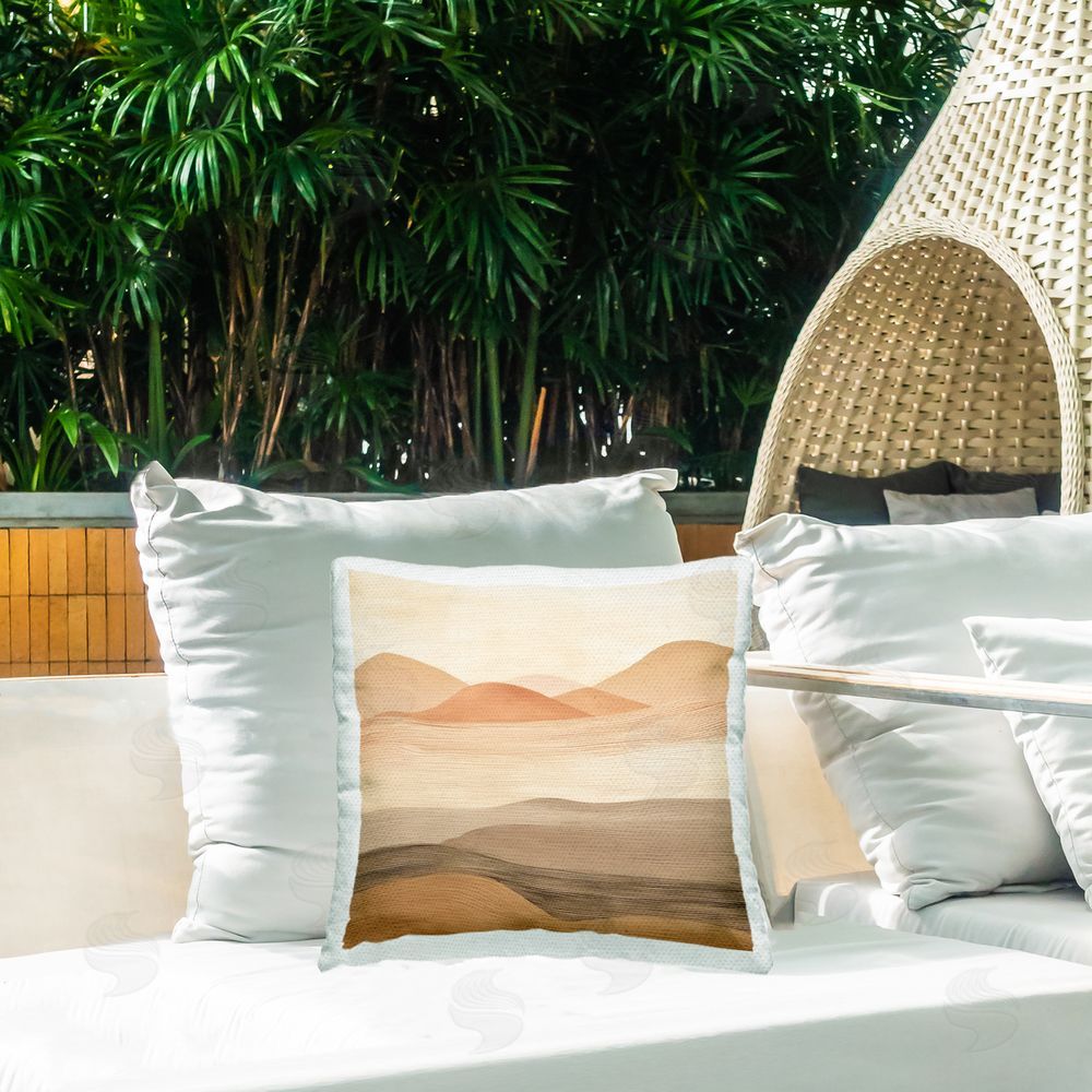 Irena Orlov Layered Sand Dunes Outdoor Quick-Dry Polyester Printed Throw Pillow in Back Yard