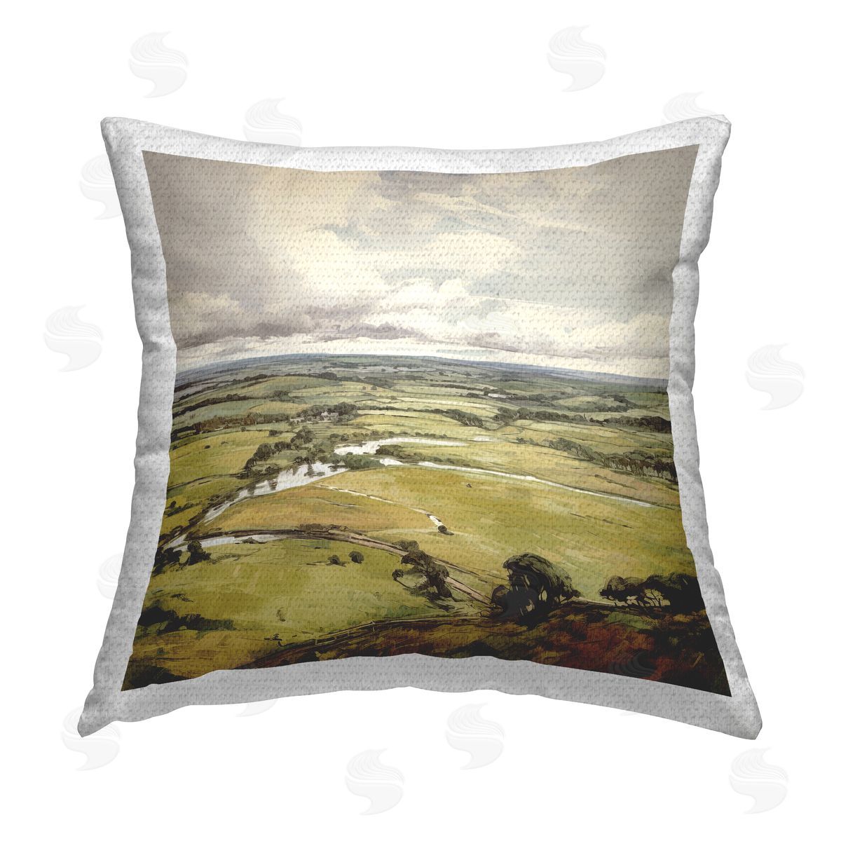 Raymond Powers Rural Tributaries Overlook Outdoor Quick-Dry Polyester Printed Throw Pillow