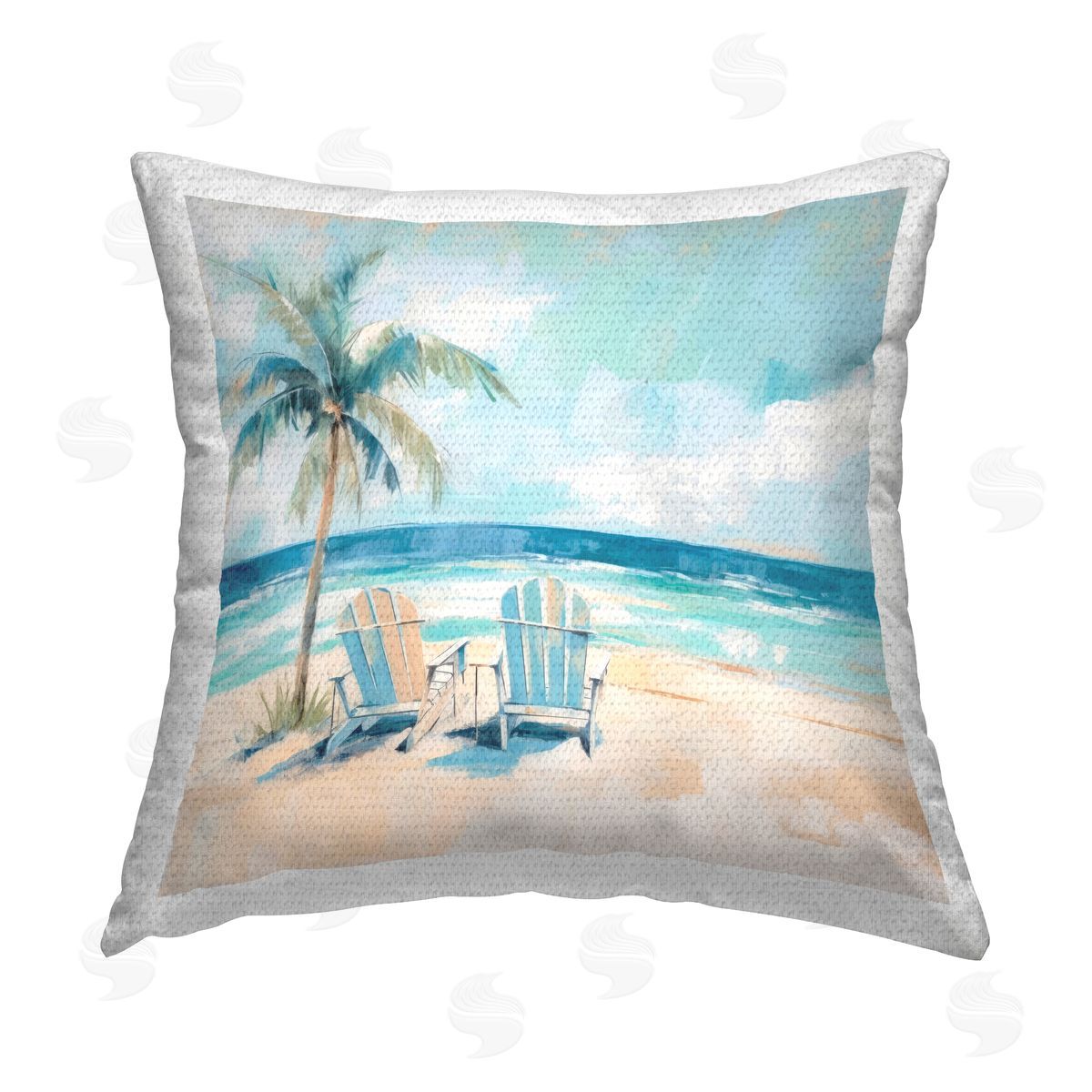 Irena Orlov Sunny Tropical Beach View Outdoor Quick-Dry Polyester Printed Throw Pillow