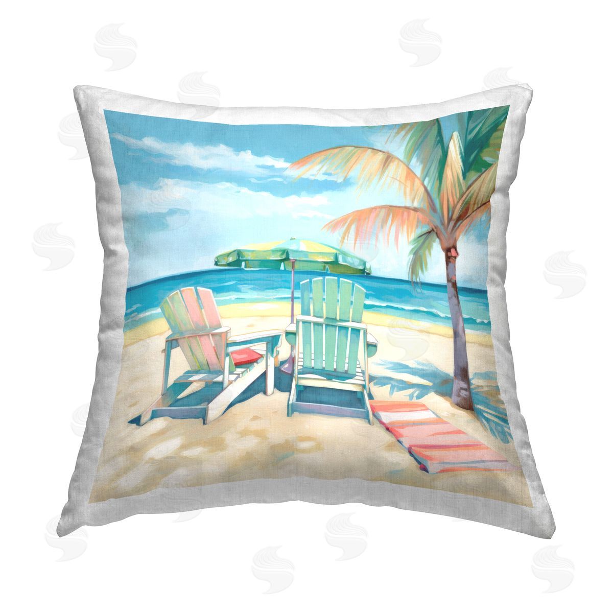 Irena Orlov Sunny Summer Beach Printed Plush Polyester Throw Pillow