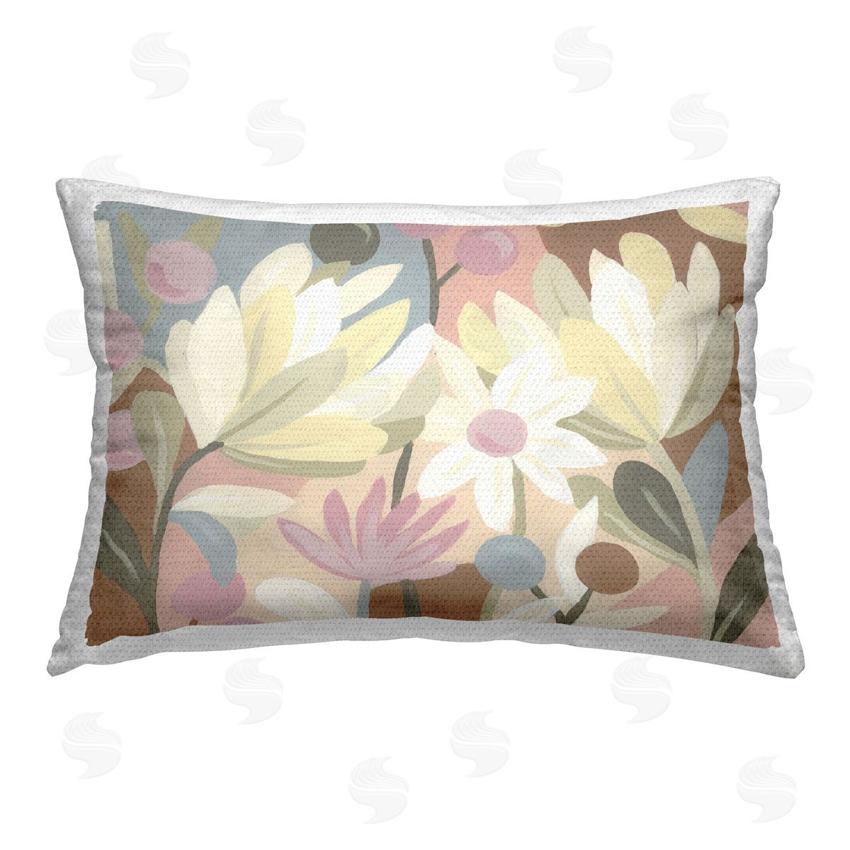 June Erica Vess Pastel Modern Flowers Outdoor Quick-Dry Polyester Printed Throw Pillow