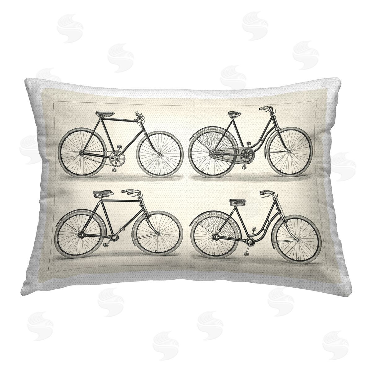 Vision Studio Four Antique Bicycles Outdoor Quick-Dry Polyester Printed Throw Pillow