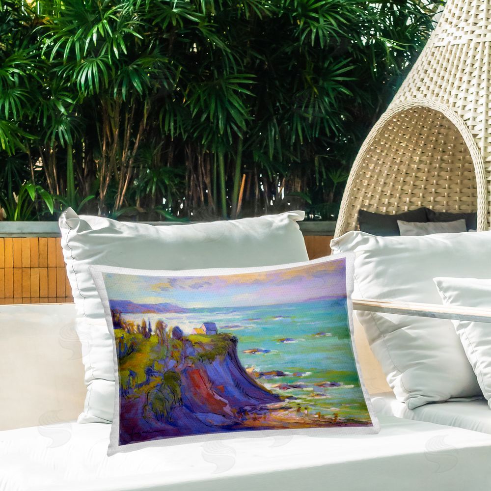 Dorothy Fagan Classic Cliff View Outdoor Quick-Dry Polyester Printed Throw Pillow in Back Yard