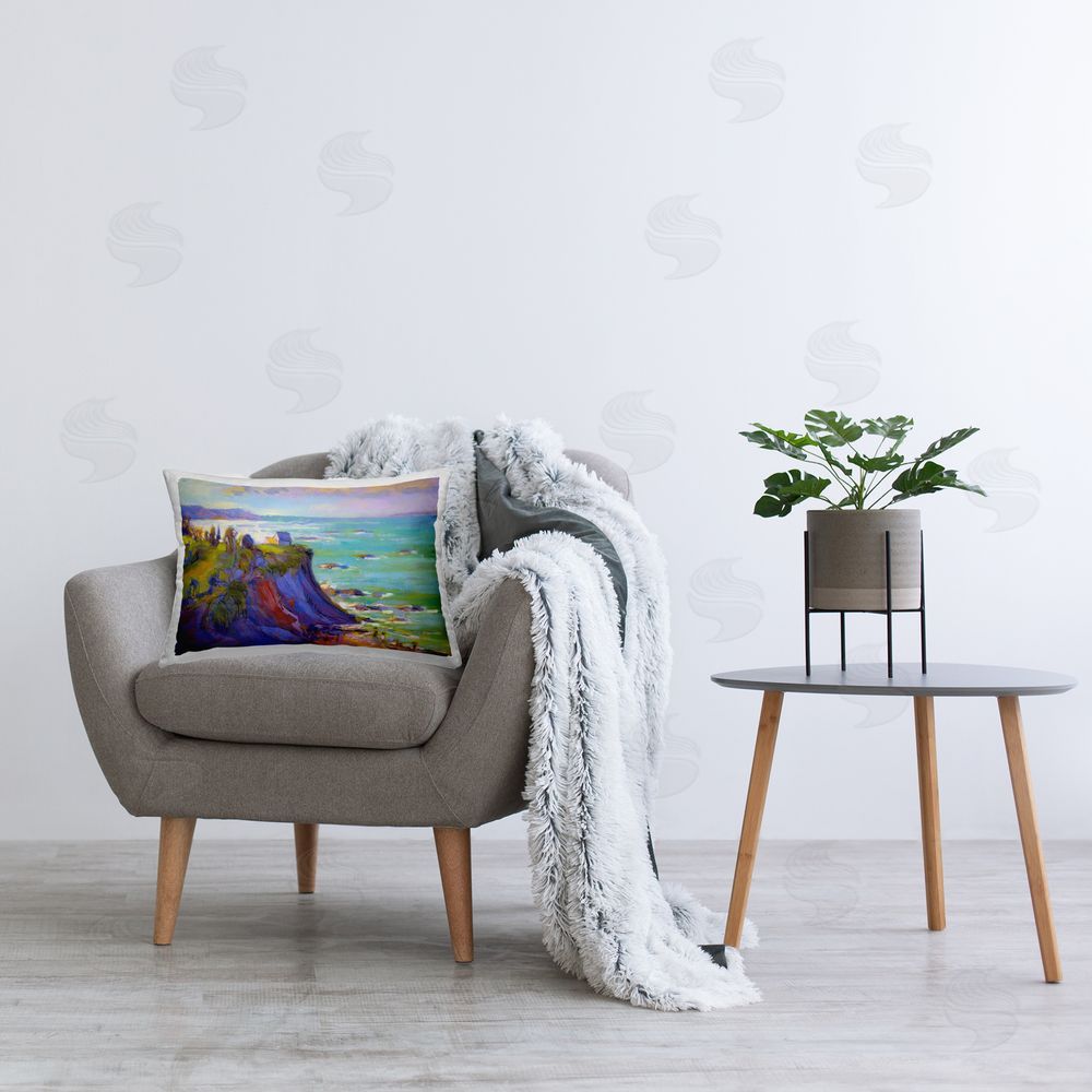 Dorothy Fagan Classic Cliff View Printed Plush Polyester Throw Pillow On Chair