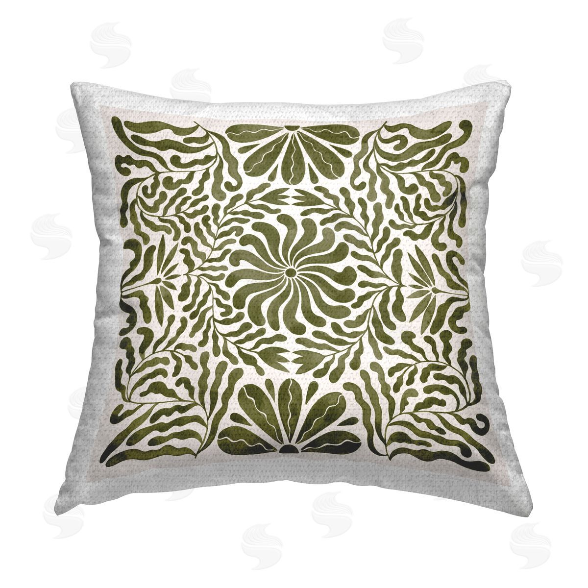 Grace Popp Symmetric Flower Pattern Outdoor Quick-Dry Polyester Printed Throw Pillow